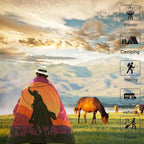 Camping Blanket, Puffy Waterproof Travel Blanket, Warm Cozy Picnic Blanket, for Outdoors, Travel, and Mountain.(West Cowboy, 78" x 56")