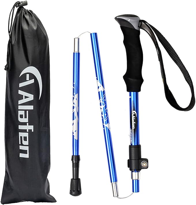 Aluminum Collapsible Ultralight Travel Trekking Hiking Pole for Men and Women (Fits 5'3" - 6'2")