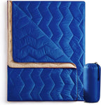 UNIKOME Outdoor Packable Travel Blanket, Lightweight Waterproof Puffy Down Alternative Camping Blanket With Corner Loops, 75'x52', Blue