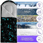 Sleeping Bags for Adults and Kids，3D Printing Camping Sleeping Bag for Girls Boys Lightweight Waterproof Cold/Warm 3-Season，Outdoor Travel with Compression Bags