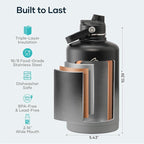 Insulated Water Bottle with Straw Lid, Modern Double Vacuum Stainless Steel Water Flask, Simple Half Gallon Water Jug, Metal Thermo Canteen Mug,87oz Sports Bottle