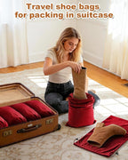 4 Pcs Shoe Bags for Travel, 21.2"x13.3" Large Boot Bags for Cowboy Boots, Washable Velvet Dust Bag with Drawstring for Dress Shoes, Handbags and Clothing, Suitable for Travel and Home Storage