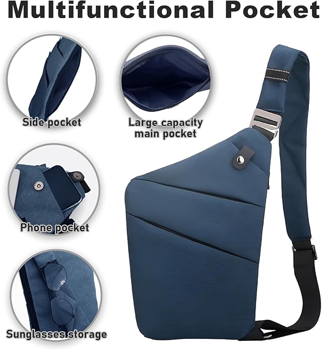 Anti Theft Travel Bag, One Shoulder Large Capacity Cross-body Bag Chest Fashion Lightweight Sling Bags for Travel Sports