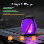 Hompavo Gen2 Solar Lanterns Outdoor Waterproof with Realistic Flickering Flame, Dual Charging (USB/Solar) & 2 Modes - Decorative Hanging/Table Lights for Patio Garden Porch Halloween Decor, 2/Purple