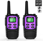 Walkie Talkies Long Range for Adult, MT10 Rechargeable Walkie Talkies FRS Two Way Radio, NOAA, 1200mAh Li-ion Battery USB-C Cable, LED Flashlight,VOX Walkie Talkie for Camping 2Pack (Purple)