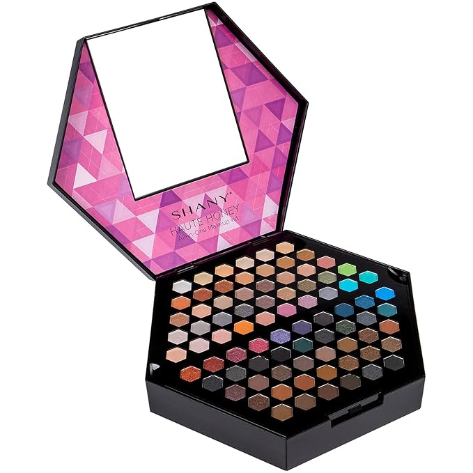 SHANY Haute Honey Makeup Set - All-in-One Makeup Kit with 80 Eyeshadows, 32 Lip Colors, 6 Gel Eyeliners, 4 Face Powders, 4 Blushes, and 4 Eyebrow Powders