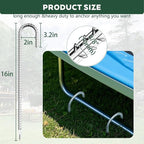 20 Pieces J Hooks Rebar Metal Tent Stakes 16 Inch Galvanized Ground Anchors Yard Stakes for Landscape Fabric Artificial Turf Heavy Duty Anti Rust for Outdoor Lawn Decorations Inflatables Swing Set