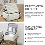 Hanke 16 Inch Underseat Carry On Luggage with Wheels,Small Hard Shell Suitcases for Weekender,Top Opening Lightweight Travel Luggage Suitcase for Womem Men,Ivory White.