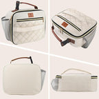 Genteen Lunch Box for Women Adults Girls - Insulated LunchBox Reusable, Zip Closure & Buckle Handle, Portable Cooler for Work, School, Travel (White)