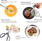 Camping Cooking Utensils Set - Camping Utensil Set Car Camping Cooking Essentials Gear for Camp Kitchen Cooking and Grilling, Stainless Steel & Silicone Ideal Gift for RV Tent Camper