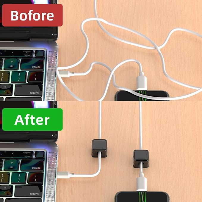 Costop 12 Pack Magnetic Cord Organizer Holder, Strong Adhesive Desk Cable Management, Easy Open, Organize Phone Charging Cords, Wire Holder, Neatly for Home, Office, Car, Desk, Nightstand - Black