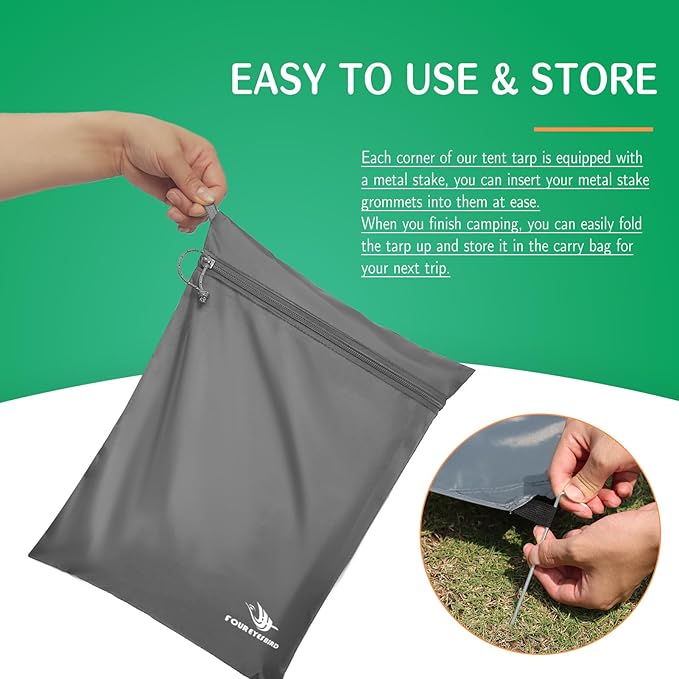 Camping Tarp Waterproof with Carry Bag for Under Tent, Ultralight Tent Footprint for Ground Camping Hiking (82" x 82")