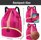 Hoedia Sports Drawstring Backpack - String Swim Gym Bag with Shoes Compartment and Wet Proof Pocket for Women&Men