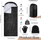 Tranqun Sleeping Bags for Adult with Winter Beanies Gloves, Cotton Liner Camping Sleeping Bag Waterproof Warm Lightweight for Backpacking Camping Indoor Outdoor Homeless People