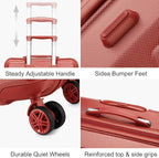 Kono 4 Piece Luggage Sets Expandable(only 28") Lightweight with Spinner Wheels TSA Lock Hardside Travel Rolling Suitcases 20in 24in 28in Carry on and 12in Mini Cosmetic Case Coral Pink