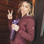 BOTTLE BOTTLE Insulated Water Bottle 24 oz with Handle and Flip Tops Lids Stainless Steel Water Bottle Push Button Lid Leak proof Portable for Running Travel Sports Hiking purple