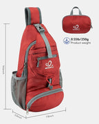 WATERFLY Packable Small Crossbody Sling Backpack Shoulder Chest Bag Daypack for Hiking Traveling