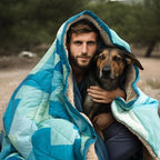 Outdoor Camping Blanket with Sherpa Lining, Extra Warm Thick Camp Blankets and Puffy Ultralight Soft Poncho DWR Camping Quilt for Cold Weather, Adventure, Sleeping, Backpacking 78"x 56"