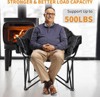 LILYPELLE Oversized Heated Camping Chair, Patio Lounge Chairs with 3 Heat Levels, Portable Folding Heated Chair Round Moon Saucer Folding Lawn Chair Outdoor Chair for Camping, Lounge Patio