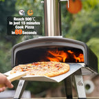 Outdoor Pizza Oven 12“ Wood Charcoal Fired Pizza Oven with Square Pizza Stone, Portable Pizza Stove for Outside Backyard Camping Picnics