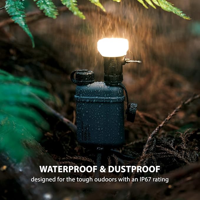ELECOM NESTOUT 15000mAh Outdoor Power Bank + 2-Panel Solar Panel Charger + LAMP-1 LED 300 Lumen Soft Lantern - Black