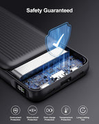 2-Pack 10000mAh Power Bank Fast Charging, 22.5W Compact USB C Portable Charger with 2 Outputs & 2 Inputs, LED Display Battery Pack Compatible with iPhone Samsung iPad Tablets, Blue & Pink