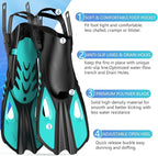 Snorkeling Gear for Adults Men Women, 3 in 1 Snorkel Set with Panoramic View Diving Mask Anti-Fog Anti-Leak, Snorkel Mask Dry Top Snorkel Fins for Swimming, Snorkeling and Travel Diving