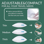 QUTOOL Small Travel Pillows for Sleeping, Cooling Memory Foam Camping Pillow, Backpacking for Hiking Gear, Portable Pillow with Travel Storage Bag, Camping Essentials for Adults Kids