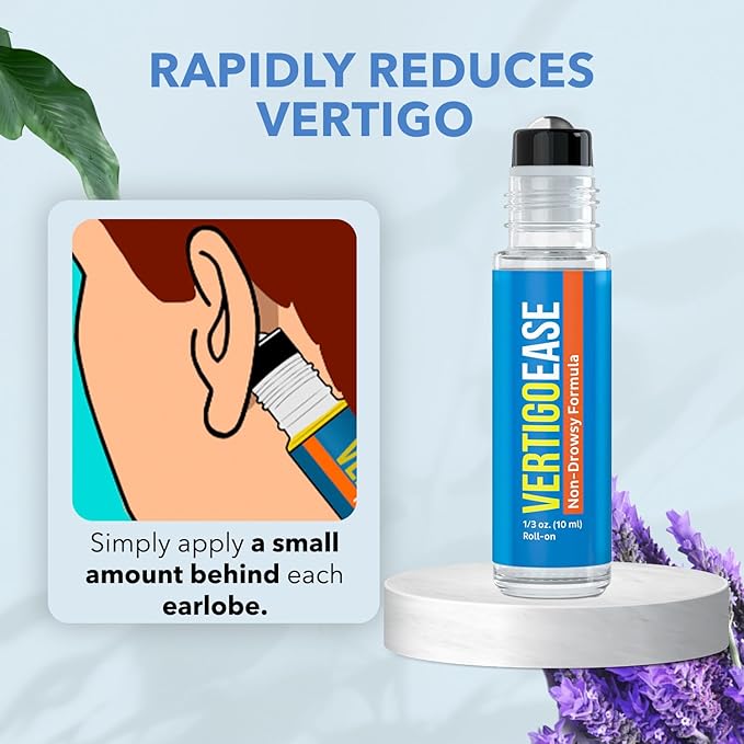 Basic Vigor Vertigo Ease Roll-On (10ml) - Natural & Fast-Acting Vertigo and Dizziness Support with Lavender, Ginger, Frankincense & Essential Oils - Combat Travel Sickness