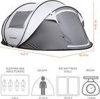 EchoSmile Instant Pop Up Camping Tent, 2/4/6 Person, Easy Setup Tent, Water Resistant Dome, Portable with Carry Bag