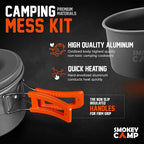 Camping Cookware Mess Kit Set with Stove - Backpacking Camping Pots and Pans Set, All in One Non-Stick Camping Cooking Set, Portable Stove, Hiking, Picnic, Outdoor & Camping Cookware Set