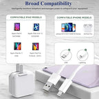 2Pack iPad Charger, 10FT Fast Charger iPad Cord with 12W USB Wall Charger Block Foldable Portable Apple Adapter Plug Lightning Cable Compatible with iPad4/5/6/7/8/9,iPadMini 1/2/3/4/5,iPadAir 1/2/3