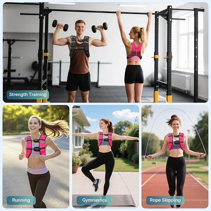 Weighted Vest, 8lb/12lb/16lb/20lb/25lb/30lb Weight Vest with Two Adjustment Straps for Men Women, Weight Vests with Reflective Stripe for Strength Training, Running, Jogging, Walking
