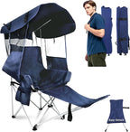 Folding Camping Chairs Canopy Outdoor: Sports Portable Beach Chair with Canopy-Lawn Beach Chairs with Umbrella for Adults-Camping Chair with Shade for Fishing Camp Heavy Duty (Casual, Navy Blue)