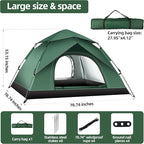 1-2 Person Instant Pop Up Tent, Quick Setup Lightweight Camping Tent for Solo or Duo, Waterproof Windproof Dome Tent for Hiking, Backpacking, Beach, Festival with Carry Bag