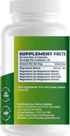 Active Lifestyle 4X Magnesium Supplement, Magnesium Glycinate, Taurate, Malate, Orotate Complex, Calm Sleep, GMO Free, Gluten Free, Soy Free, Dairy Free, Lab Tested, Made in USA