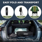 Oversized Camping Chair for Large Adults Heavy Duty 400 lbs Capacity, Comfortable Padded Folding Lawn Chair with Back & Headrest Support and Cup Holder, Portable Outdoor Chair with Carry Bag