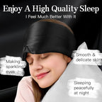 100% Mulberry Silk Sleep Mask, Complete Blackout, Adjustable Velcro Strap, Nasal Wing Design, Large Size, No Eye Cups, Perfect for Side Sleepers, Unisex (Black)