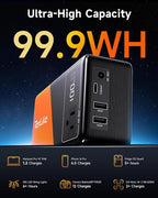 Portable Power Station 99.9Wh Power Bank for Camping Essentials Small Electric Generator Large Lithium Battery with 110V 80W Rated 120W Peak AC Plug in Output 60W Type-C Home Backup Outdoor Emergency