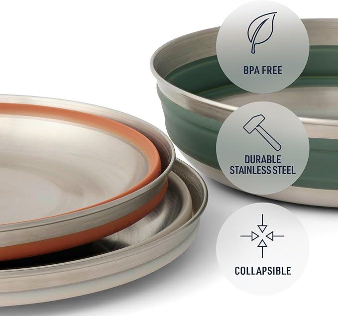 Sea to Summit Detour Stainless Steel Collapsible Bowl, Medium (22 fl oz), Moonstruck Grey