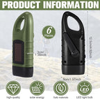 Mudder 6 Pcs Hand Crank Solar Powered Flashlights Emergency Rechargeable LED Handheld Flashlights for Survival Gear Outdoor Sports Camping Hiking Backpack Safety(Green,Black)