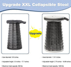 ALEVMOOM 2025 Upgraded XXL 19.7" Collapsible Stool with Cushion, 1000lbs Max Weight Heavy Duty Portable Telescoping Stool, Retractable Seat Folding Chair for Camping Fishing Hiking(Grey-XXL)