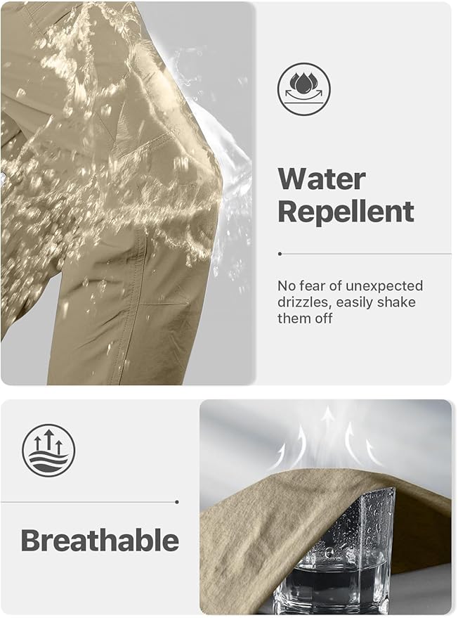 FREE SOLDIER Men's Outdoor Cargo Hiking Pants with Belt Lightweight Waterproof Quick Dry Tactical Pants Nylon Spandex