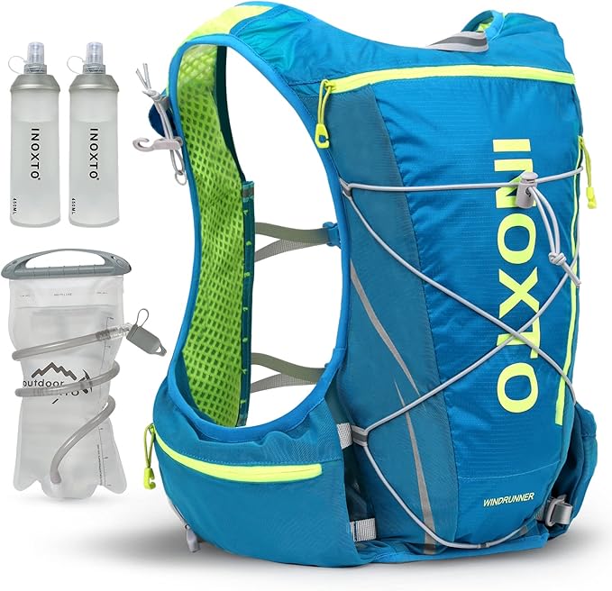 INOXTO Hydration Vest Backpack,Lightweight Water Running Vest Pack with 1.5L Water Bladder Bag Daypack for Hiking Trail Running Cycling Race Marathon for Women Men