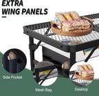 Folding Table, 2x1.3 FT Camping Table with Mesh Desktop,Folding Grill Table with Mesh Bag,Portable Outdoor for Picnic,Camping,BBQ,Beach(Black)