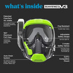 Seaview 180 V3 Full Face Snorkel Mask Adult- The V3 is The Perfect Snorkeling Gear for Adults- Snorkel Mask with 180 Panoramic Viewing and Up to 600% Easier Breathing- Patented Flowtech Air Intake