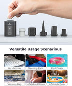 ETENWOLF AIR 3 Air Pump for Inflatables with 2600 mAh Battery & Camping Light, Ultra-Fast and Mini Electric Air Pump, Inflate Deflate for Air Mattress, Pool Floats, Vacuum Storage Bags