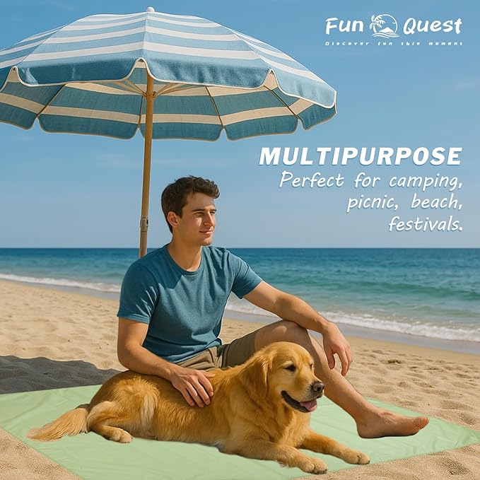 Picnic Blanket Waterproof – Packable Sand Proof Beach Blanket (0.42lb/0.66lb), Compact & Foldable, Fits in Pocket with Integrated Stakes, Ideal for Camping, Hiking, Travel, Concert, Festival