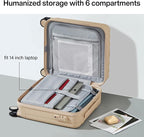 Hanke 16 Inch Underseat Carry on Suitcases with Wheels,Lightweight Hard Shell Carry on Luggage for Weekender, Travel Approved Small Suitcase,Travel Luggage for Womem Men,Cuba Sand pink.