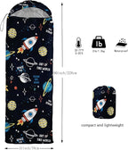Kids Sleeping Bag for Boys Girls,Rocket Moon Print-Lightweight Warm Portable Outdoor Indoor-Waterproof Cold Weather Resistant Sleeping Bag for Camping Hiking